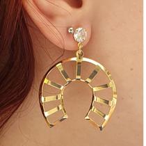 Brinco Ferradura Semijóia Banhado a Ouro Tendência Moderna