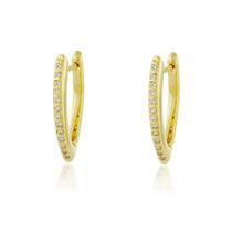 Brinco Ferrara em V com Zircônias - Banho Ouro 18K Brinco Ferrara em V com Zircônias - Banho Ouro 18K
