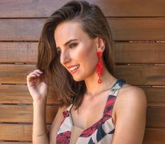 Brinco Festa Com Strass Vermelho