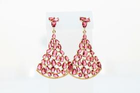 Brinco festa dourado gota zircônia navete e microzircônias cristal