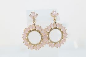 Brinco festa dourado redondo zircônia navete cravejado em microzircônias cristal