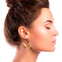 Brinco Festa Feminino Delicado Argola Dourado Torcido Luxo