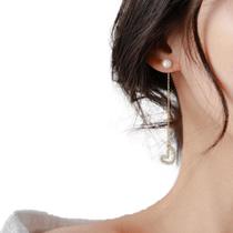 Brinco Festa Feminino Delicado Joia Pérola Strass de Coração