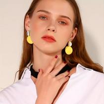 Brinco Festa Feminino Delicado Luxo Argola Dangle Amarelo Brinco Festa Feminino Delicado Luxo Argola Dangle Amarelo