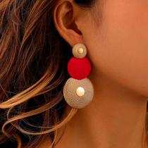 Brinco Festa Feminino Delicado Luxo Argola Dangle Vermelho Brinco Festa Feminino Delicado Luxo Argola Dangle Vermelho