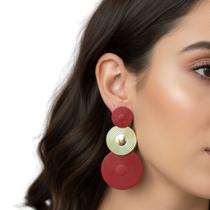 Brinco Festa Feminino Delicado Luxo Argola Dangle Vermelho - Brinco Festa Feminino Delicado Luxo Argola Dangle Vermelho -
