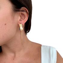 Brinco Festa Feminino Delicado Luxo Argola Franja Dangle -