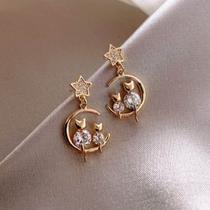 Brinco Festa Feminino Delicado Pérola Strass Gota Luxo Pinge