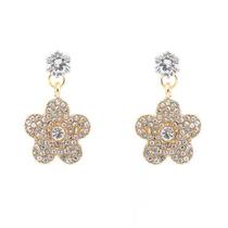 Brinco Festa Pedra Diamante Delicado Maxi Argola Flor Strass Brinco Festa Pedra Diamante Delicado Maxi Argola Flor Strass