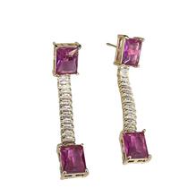 Brinco Festa Zirconia Rubi Folheado A Ouro