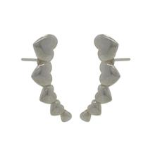 Brinco Fileira de Corações em Prata 925 Brinco Fileira de Corações em Prata 925