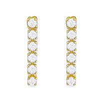 Brinco Fileira Zircônias Cravejadas Banhado a Ouro 18K Brinco Fileira Zircônias Cravejadas Banhado a Ouro 18K