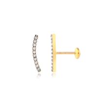 Brinco Filete Cravejado Pino Baby Folheado A Ouro
