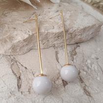 Brinco Fio Bol Off White