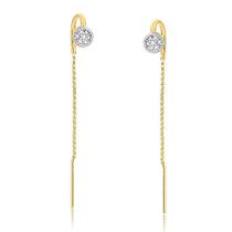 Brinco Fio Corrente Circulo Cravejado Zirconias Folheado Brinco Fio Corrente Circulo Cravejado Zirconias Folheado