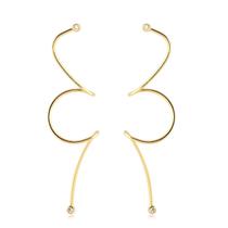 Brinco Fio Liso Com Ponto De Luz Cristal Nas Pontas Folheado