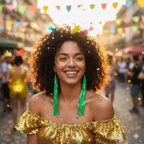 Brinco Fio Paetê Carnaval - Lika Bijuterias