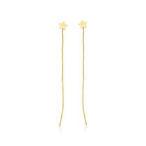 Brinco Fio Passante Estrela Banhado a Ouro 18k