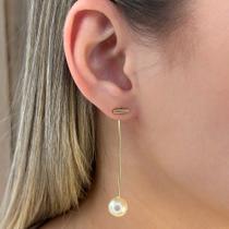 Brinco Fio Rígido Pérola Banhado em Ouro 18k