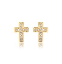 Brinco fixo cruz com zircônia