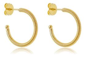 Brinco Flávia Argola Mola Média Banhado em Ouro 18k