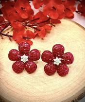 Brinco flor 100% prata 925