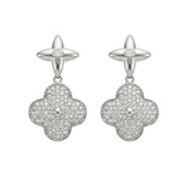 Brinco Flor 4 Pétalas com Micro Zircônia Banhado a Prata