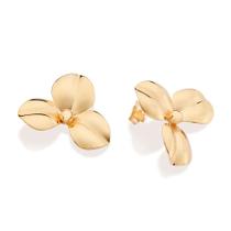 Brinco flor abaulada banhado a ouro 527361
