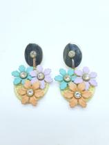 Brinco flor biscuit strass Brinco flor biscuit strass
