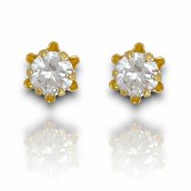Brinco Flor de Zirconia Banhado Ouro 18k Semijoia