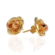 Brinco Flor em Ouro Amarelo com detalhe em Ouro Rosé 18k Brinco Flor em Ouro Amarelo com detalhe em Ouro Rosé 18k