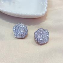 Brinco Flor Leque com Zircônias Prateado