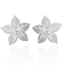 Brinco Flor Prateado Aço Cirúrgico Hipoalérgico Casual Lindo