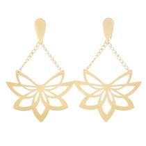 Brinco Flor Splendida Grande Dourado