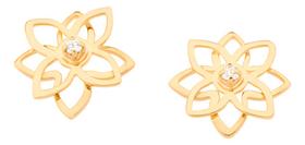 Brinco Flor Vazada Com Zircônias Redondas Rommanel 525460