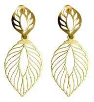 Brinco Folha Em Ouro 18k