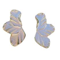 Brinco Folha Flor Marfim Banhado em Ouro 18k