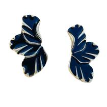 Brinco Folha Flor Preta Banhado em Ouro 18k Brinco Folha Flor Preta Banhado em Ouro 18k