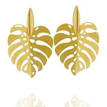 Brinco Folha Grande Dourado