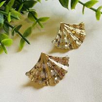 Brinco Folha Leque Folheado