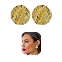 Brinco Folheado a Ouro 18k Circulo Ondulado Martelado