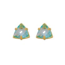 Brinco Folheado A Ouro 18k Com Pedra Triangular Brinco Folheado A Ouro 18k Com Pedra Triangular