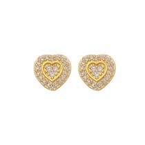 Brinco Folheado A Ouro 18k Coração Cravejado Zircônias