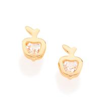 Brinco folheado a ouro 18k maçã com cristais branco/525238