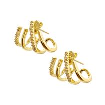 Brinco Folheado a Ouro 4 Aros 2 com Zircônias