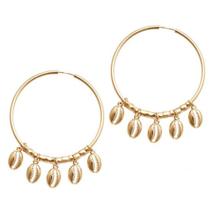 Brinco Folheado a Ouro argola com 4 tubinhos para búzios. C965