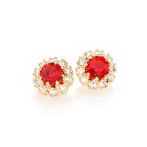 Brinco folheado a ouro com cristais VERMELHO 523485 Rommanel