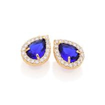 Brinco folheado a ouro com cristal AZUL 525102 Rommanel Brinco folheado a ouro com cristal AZUL 525102 Rommanel