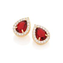 Brinco folheado a ouro com cristal VERMELHO 525102 Rommanel Brinco folheado a ouro com cristal VERMELHO 525102 Rommanel