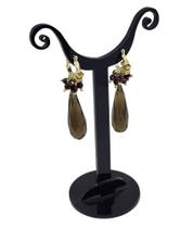 Brinco folheado a ouro com quartzo fume Brinco folheado a ouro com quartzo fume